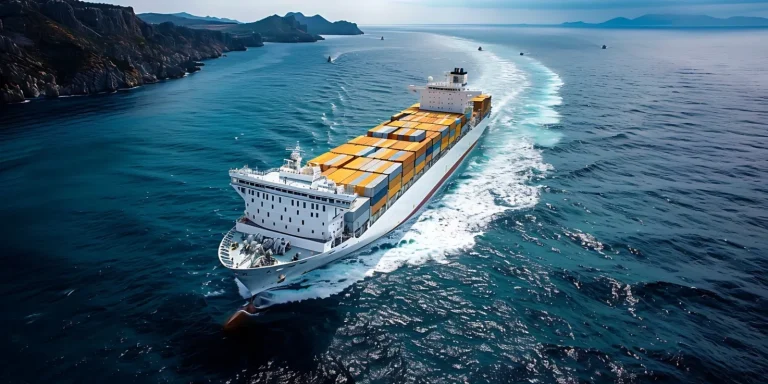 cargo-ship-sailing-clear-blue-sea-clear-sky