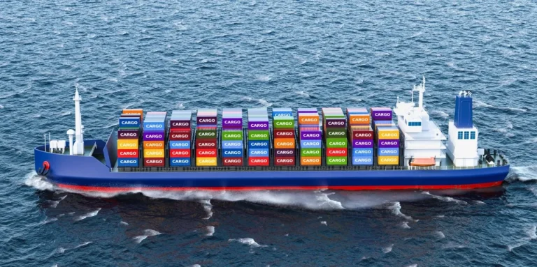 freighter-ship-with-cargo-containers-sailing-ocean-3d-rendering